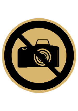 Značení budov, prostorů a vstupů - Označení místnosti (Piktogramy): Zákaz focení (Zlatá, Kruh)