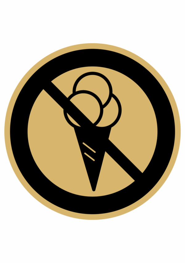 Značení budov, prostorů a vstupů - Označení místnosti (Piktogramy): Zákaz zmrzliny (Zlatá, Kruh)