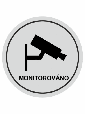 Značení budov, prostorů a vstupů - Označení místnosti (Piktogramy): Monitorováno (Stříbrná, Kruh)