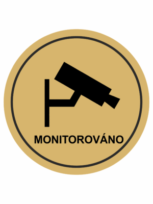 Značení budov, prostorů a vstupů - Označení místnosti (Piktogramy): Monitorováno (Zlatá, Kruh)