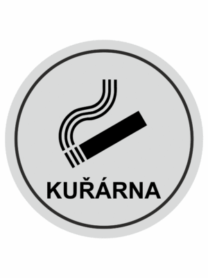 Značení budov, prostorů a vstupů - Označení místnosti (Piktogramy): Kuřárna (Stříbrná, Kruh)