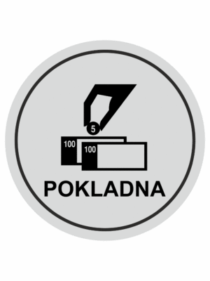 Značení budov, prostorů a vstupů - Označení místnosti (Piktogramy): Pokladna (Stříbrná, Kruh)