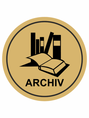 Značení budov, prostorů a vstupů - Označení místnosti (Piktogramy): Archiv (Zlatá, Kruh)