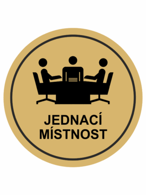 Značení budov, prostorů a vstupů - Označení místnosti (Piktogramy): Jednací místnost (Zlatá, Kruh)