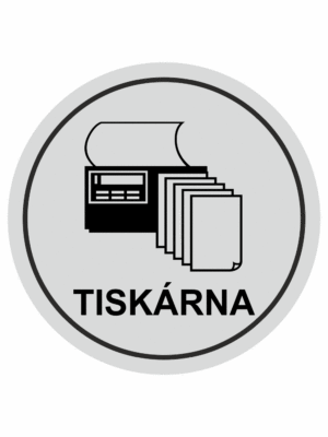 Značení budov, prostorů a vstupů - Označení místnosti (Piktogramy): Tiskárna (Stříbrná, Kruh)
