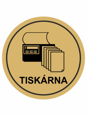 Značení budov, prostorů a vstupů - Označení místnosti (Piktogramy): Tiskárna (Zlatá, Kruh)