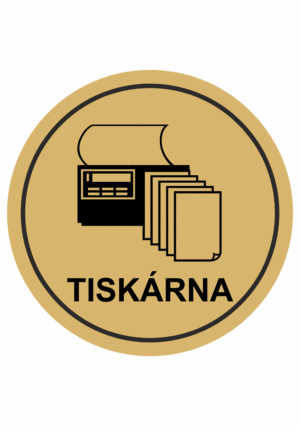Značení budov, prostorů a vstupů - Označení místnosti (Piktogramy): Tiskárna (Zlatá, Kruh)