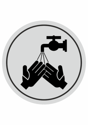 Značení budov, prostorů a vstupů - Označení místnosti (Piktogramy): Umyjte si ruce (Stříbrná, Kruh)