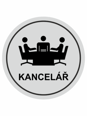 Značení budov, prostorů a vstupů - Označení místnosti (Piktogramy): Kancelář (Stříbrná, Kruh)