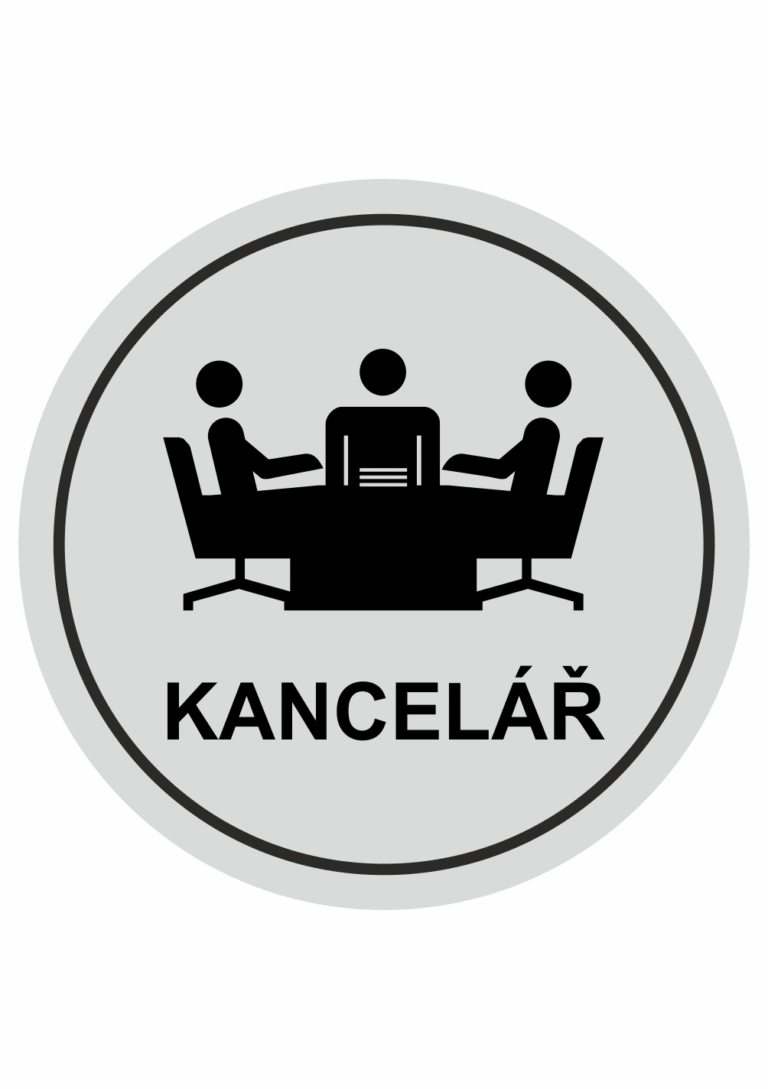 Značení budov, prostorů a vstupů - Označení místnosti (Piktogramy): Kancelář (Stříbrná, Kruh)