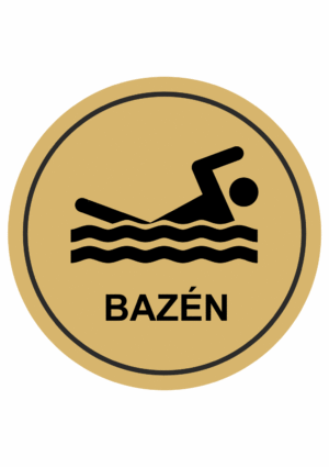 Značení budov, prostorů a vstupů - Označení místnosti (Piktogramy): Bazén (Zlatá, Kruh)