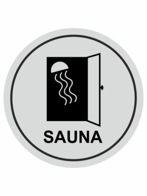 Značení budov, prostorů a vstupů - Označení místnosti (Piktogramy): Sauna (Stříbrná, Kruh)