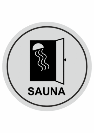 Značení budov, prostorů a vstupů - Označení místnosti (Piktogramy): Sauna (Stříbrná, Kruh)