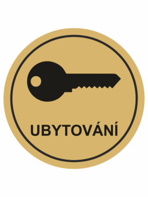 Značení budov, prostorů a vstupů - Označení místnosti (Piktogramy): Ubytování (Zlatá, Kruh)
