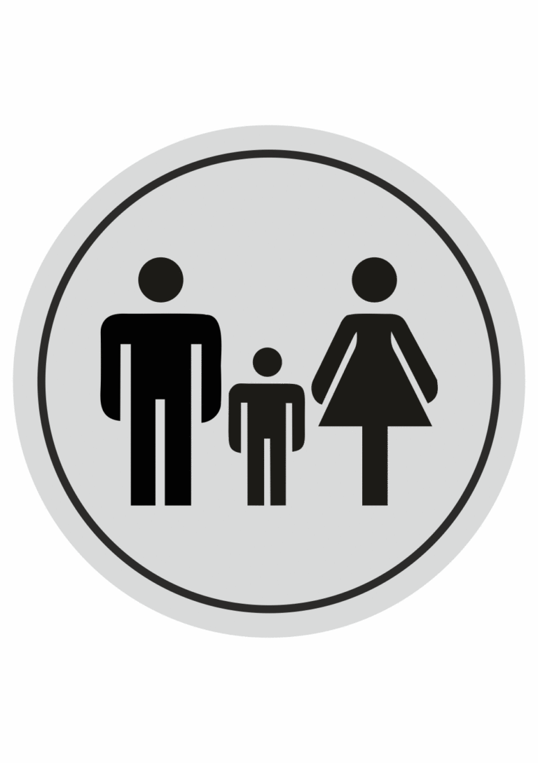 Značení budov, prostorů a vstupů - Označení místnosti (Piktogramy): Rodiny s dětmi (Stříbrná, Kruh)