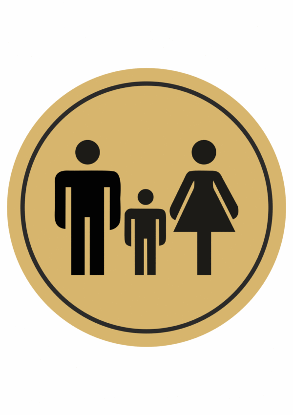 Značení budov, prostorů a vstupů - Označení místnosti (Piktogramy): Rodiny s dětmi (Zlatá, Kruh)