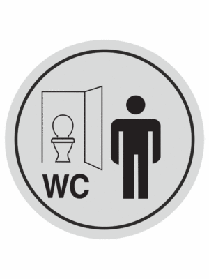 Značení budov, prostorů a vstupů - Označení místnosti (Piktogramy): WC Muži klozet (Stříbrná, Kruh)