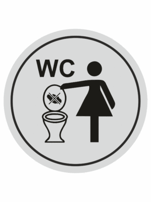 Značení budov, prostorů a vstupů - Označení místnosti (Piktogramy): Nevhazujte odpadky do WC (Stříbrná, Kruh)