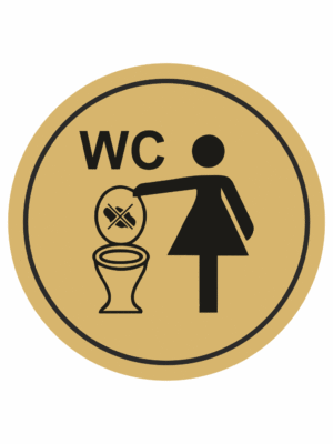 Značení budov, prostorů a vstupů - Označení místnosti (Piktogramy): Nevhazujte odpadky do WC (Zlatá, Kruh)
