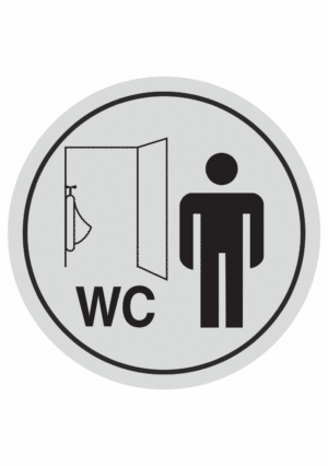 Značení budov, prostorů a vstupů - Označení místnosti (Piktogramy): WC Muži pisoár (Stříbrná, Kruh)