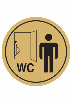 Značení budov, prostorů a vstupů - Označení místnosti (Piktogramy): WC Muži pisoár (Zlatá, Kruh)