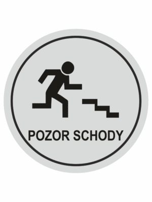 Značení budov, prostorů a vstupů - Označení místnosti (Piktogramy): Pozor schody (Stříbrná, Kruh)