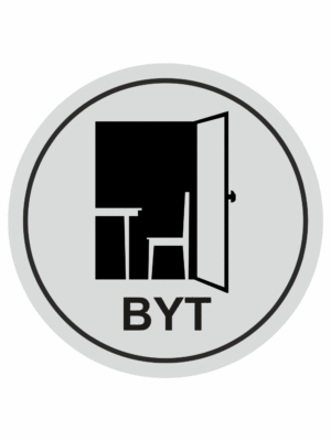 Značení budov, prostorů a vstupů - Označení místnosti (Piktogramy): Byt (Stříbrná, Kruh)