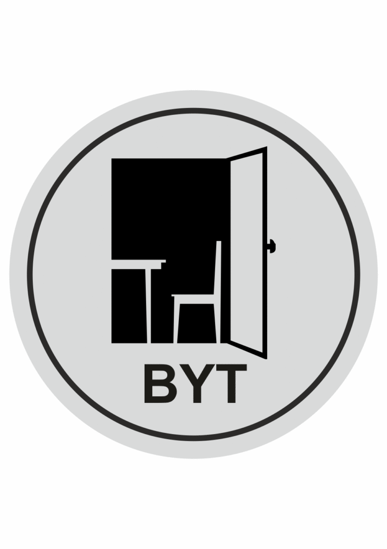 Značení budov, prostorů a vstupů - Označení místnosti (Piktogramy): Byt (Stříbrná, Kruh)