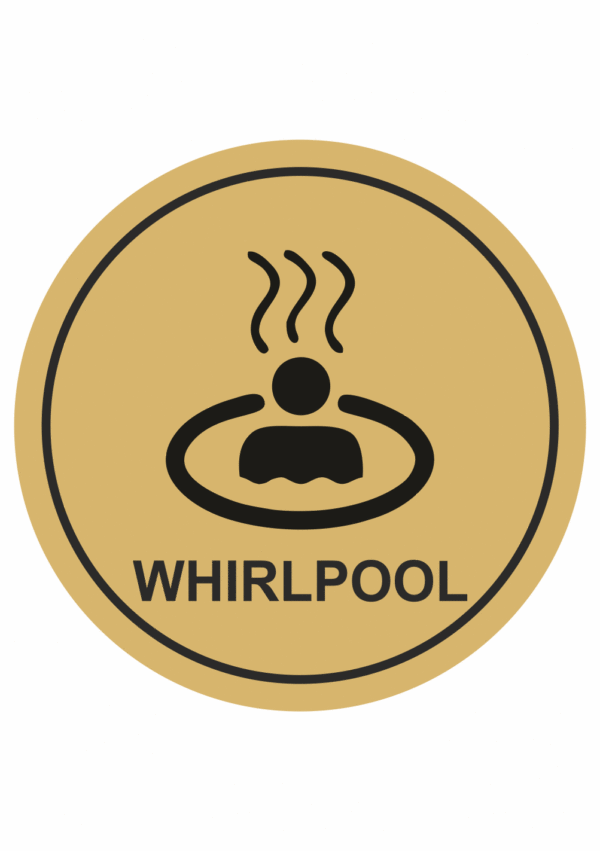Značení budov, prostorů a vstupů - Označení místnosti (Piktogramy): Whirlpool (Zlatá, Kruh)