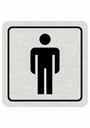 Značení budov, prostorů a vstupů - Označení místnosti (Piktogramy): WC Muži (Stříbrná, Čtverec)