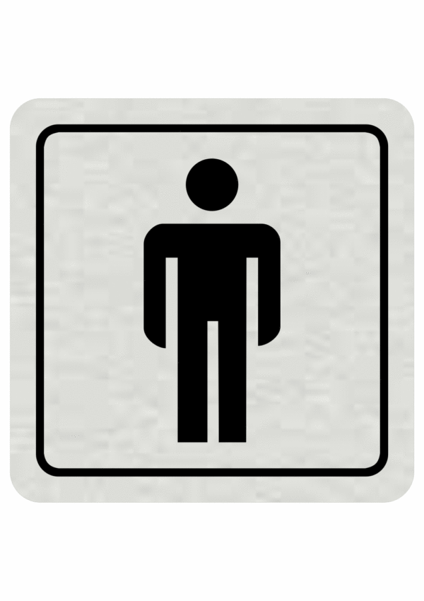 Značení budov, prostorů a vstupů - Označení místnosti (Piktogramy): WC Muži (Stříbrná, Čtverec)