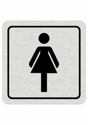 Značení budov, prostorů a vstupů - Označení místnosti (Piktogramy): WC ženy (Stříbrná, Čtverec)