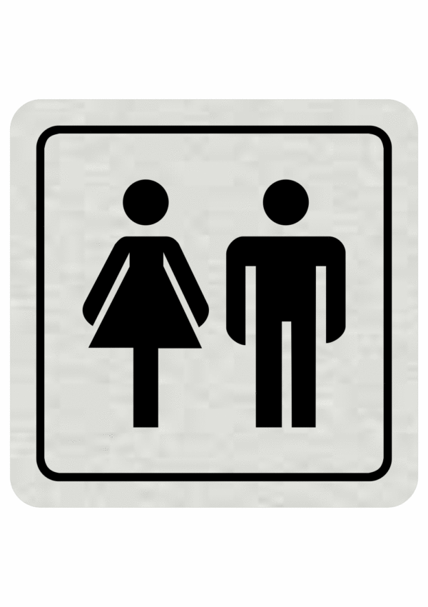 Značení budov, prostorů a vstupů - Označení místnosti (Piktogramy): WC Muži a ženy (Stříbrná, Čtverec)