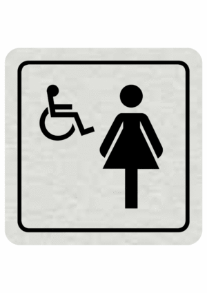 Značení budov, prostorů a vstupů - Označení místnosti (Piktogramy): WC Ženy invalidé (Stříbrná, Čtverec)