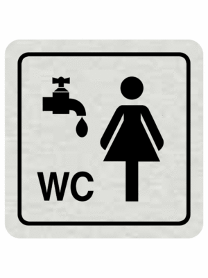 Značení budov, prostorů a vstupů - Označení místnosti (Piktogramy): WC a umývárna ženy (Stříbrná, Čtverec)