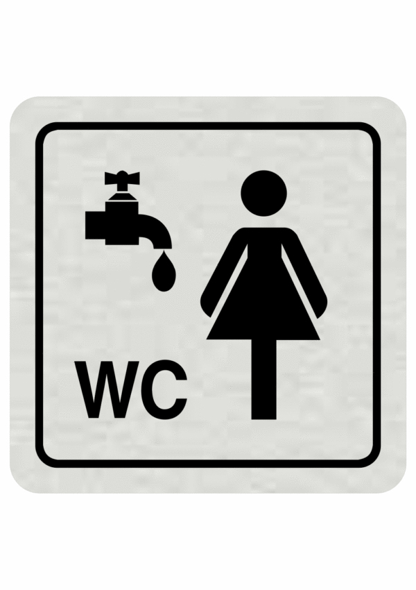 Značení budov, prostorů a vstupů - Označení místnosti (Piktogramy): WC a umývárna ženy (Stříbrná, Čtverec)