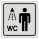 pik018sc | KRIŽAN - safetyshop Značení budov, prostorů a vstupů - Označení místnosti (Piktogramy): WC a sprcha Muži (Stříbrná, Čtverec)