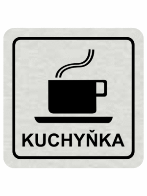 Značení budov, prostorů a vstupů - Označení místnosti (Piktogramy): Kuchyňka (Stříbrná, Čtverec)