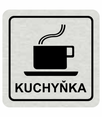 Značení budov, prostorů a vstupů - Označení místnosti (Piktogramy): Kuchyňka (Stříbrná, Čtverec)