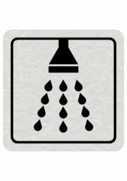 Značení budov, prostorů a vstupů - Označení místnosti (Piktogramy): Sprcha (Stříbrná, Čtverec)