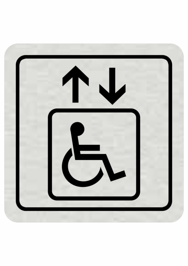 Značení budov, prostorů a vstupů - Označení místnosti (Piktogramy): Výtah Invalidé (Stříbrná, Čtverec)
