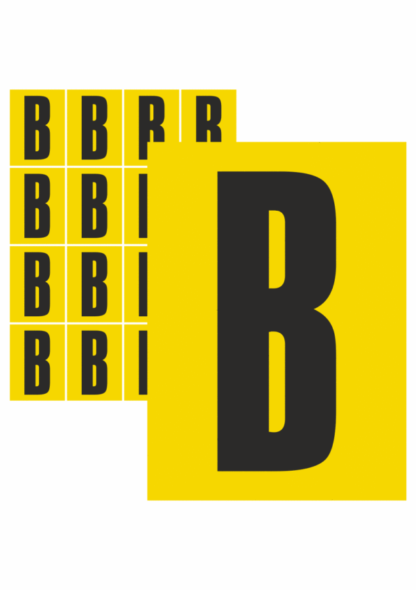 Čísla a písmena - Písmena na samolepicí fólii: B (Žlutý podklad)