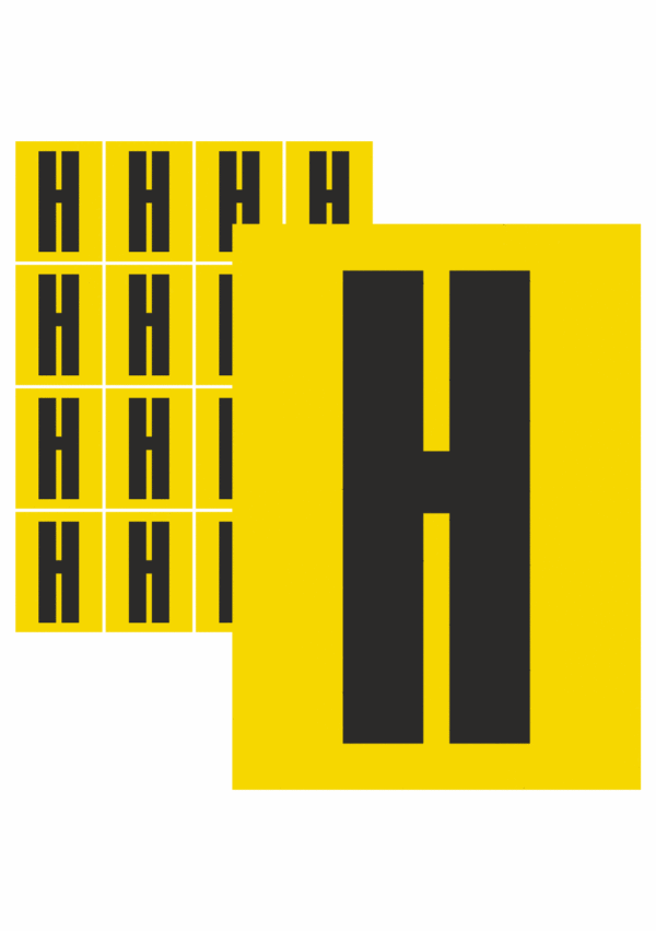 Čísla a písmena - Písmena na samolepicí fólii: H (Žlutý podklad)