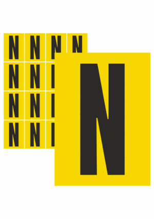 Čísla a písmena - Písmena na samolepicí fólii: N (Žlutý podklad)