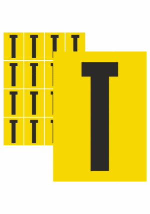 Čísla a písmena - Písmena na samolepicí fólii: T (Žlutý podklad)