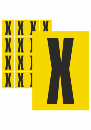 Čísla a písmena - Písmena na samolepicí fólii: X (Žlutý podklad)