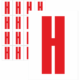 Čísla a písmena - Písmeno na samolepicí fólii PVC s bílým podkladem: H (Červené)