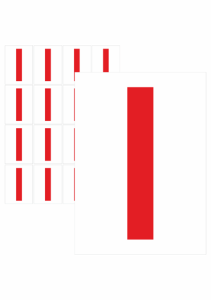 Čísla a písmena - Písmeno na samolepicí fólii PVC s bílým podkladem: I (Červené)