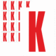 Čísla a písmena - Písmeno na samolepicí fólii PVC s bílým podkladem: K (Červené)