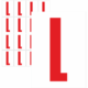 Čísla a písmena - Písmeno na samolepicí fólii PVC s bílým podkladem: L (Červené)